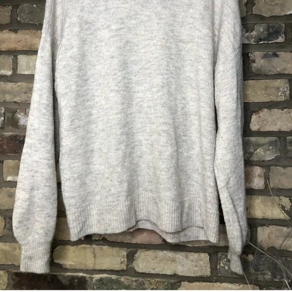 Mock Turtleneck Sweater Grey Pink Tapered Sleeve Soft - Picture 7 of 7
